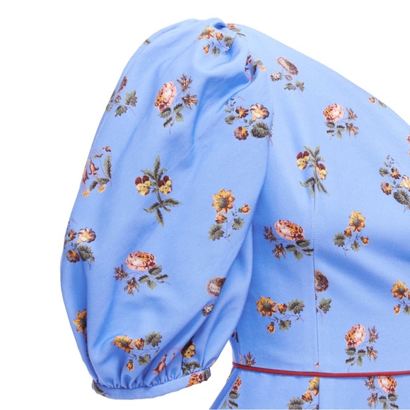 MARKARIAN Laurel Cotton Periwinkle Floral Print One Shoulder Dress Size 4 NWT - Picture 5 of 16